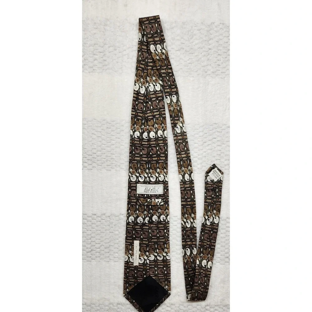 Paul Klee Art Silk Tie Coelin Fruit 1938 Black Bronze Gray Vintage Necktie 58in